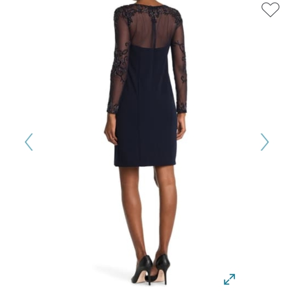 Long Sleeve Beaded Shift Dress 